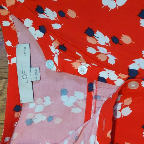 Loft, red and blue shirt, M petite - Picture 2 of 7